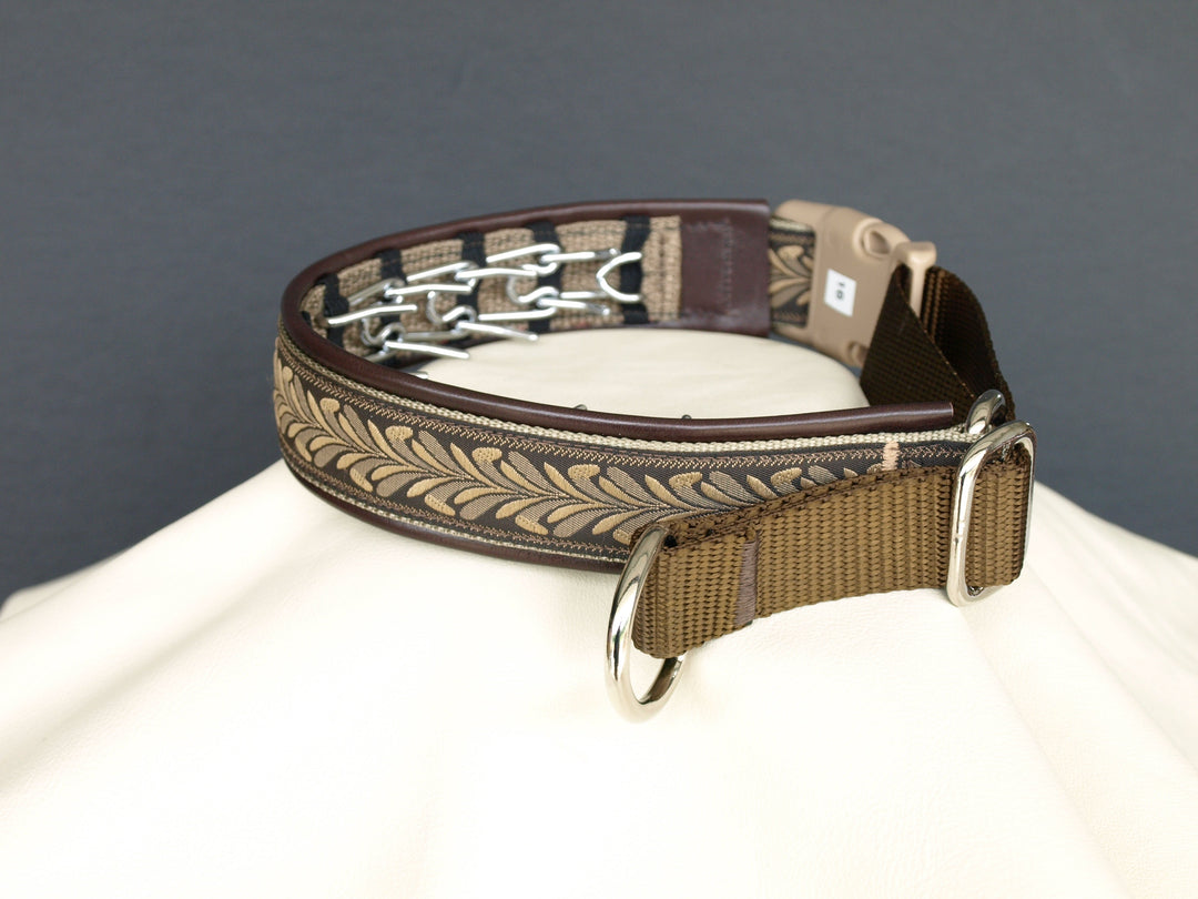 1 Inch Custom Hidden Prong Leather Lined Collar with Chrome Hardware Keeper Collars
