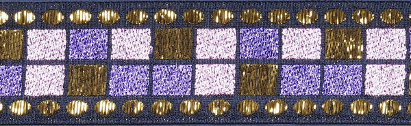 R7208 1 1/2 Inch Gold, Pink and Purple Squares Keeper Collars