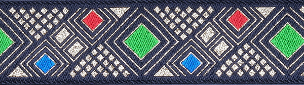 R7504 1 7/8 Inch Gold, Red, Blue and Green Chiclets Keeper Collars
