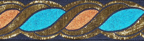 R7206 1 1/2 Inch Gold, Teal and Orange Rope Keeper Collars