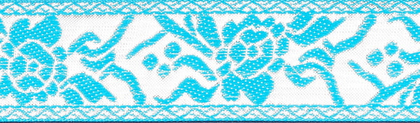 R7201  1 1/2 Inch Gold and Teal Rose Keeper Collars