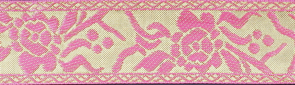 R7200 1 1/2 Inch Gold and Pink Rose Keeper Collars