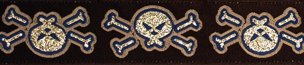 R6039 1 Inch Silver and Blue Skulls Keeper Collars