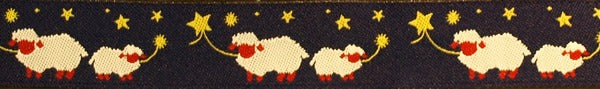 R4045 3/4 Inch Sheep and Stars on Navy Keeper Collars