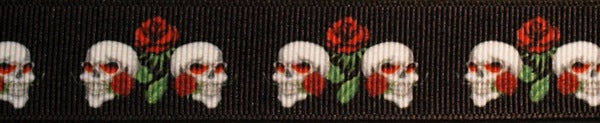 R6050-CG 1 Inch Skulls and Roses Keeper Collars