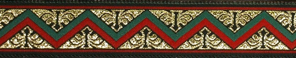 R5008 7/8 Inch Gold Red and Green Zig Zag Keeper Collars