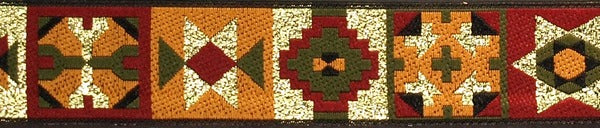 R6019 1 Inch Gold Olive and Red Quilt Blocks Keeper Collars