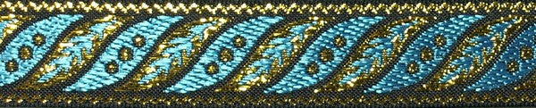 R6017 1 Inch Gold and Teal Fern Keeper Collars