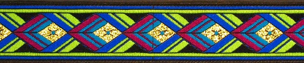 R6016 1 Inch Gold and Lime Green Arrowheads Keeper Collars