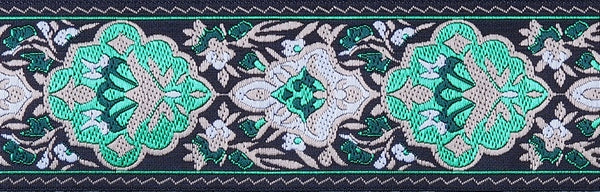 R7216 1 1/2 Inch Tan, Green and Mint Blossoms Keeper Collars