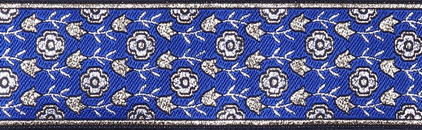 R7214 1 1/2 Inch Silver Gold and Blue Tulips Keeper Collars