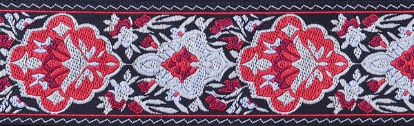 R7212 1 1/2 Inch Tan, Red and Rose Blossoms Keeper Collars