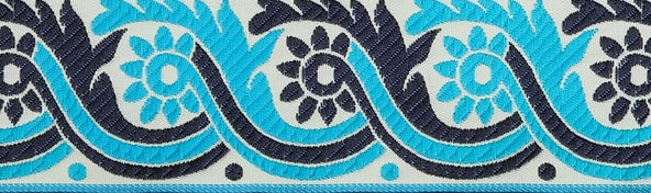 R7225 1 1/2 Inch Teal and Black Rooster Tails Keeper Collars