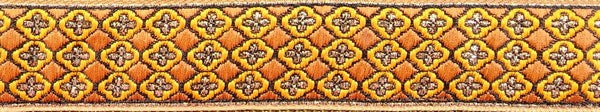 R7108 1 1/4 Inch Gold Flowers on Pumpkin and Orange Keeper Collars