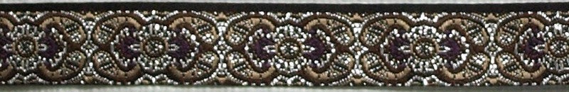 R2014 1/2 Inch Silver Flowers with Purple and Tan Keeper Collars