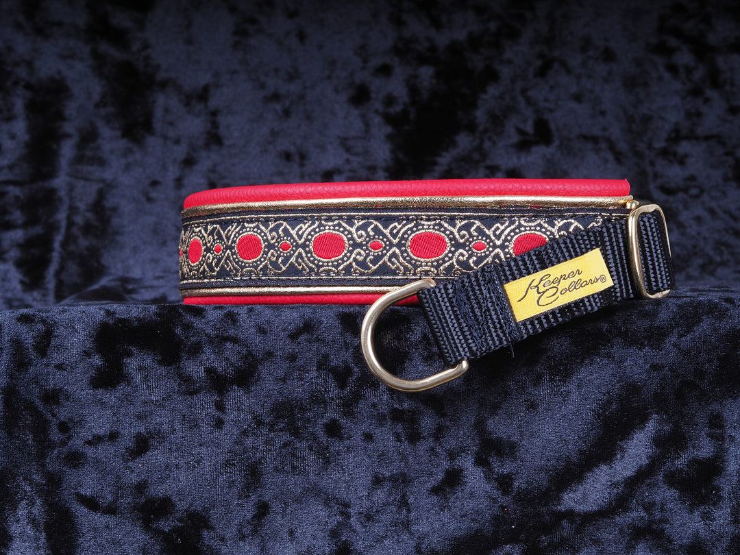 USE Level 5 - 1 1/2 Inch Base Collar with Ribbon, Webbing and Double Leather with Brass Hardware