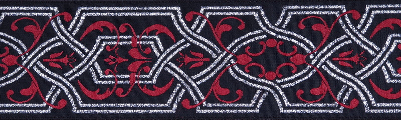 R7223 1 1/2 Inch Silver and Red Filigree Keeper Collars