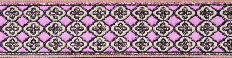 R7109 1 1/4 Inch Gold Flowers on Pink and Tan Keeper Collars