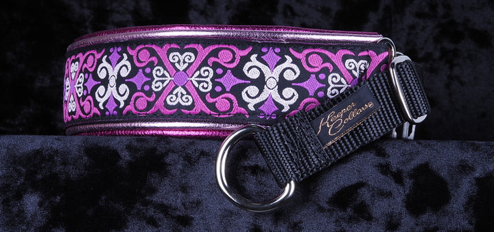 1 1/2 Inch Hidden Prong Custom Leather Lined Collar with Chrome Hardware