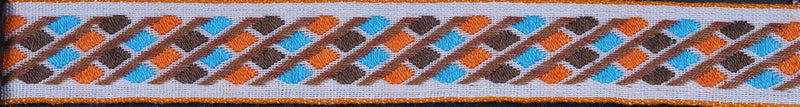 R4037 3/4 Inch Orange, Brown, and Blue Argyle Keeper Collars