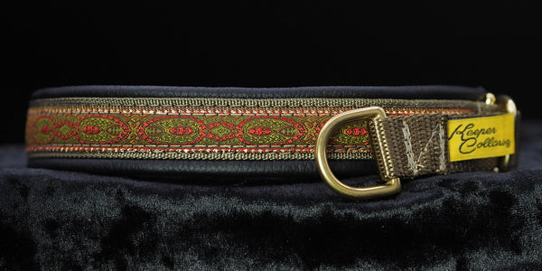 3/4 Inch Collar Red Konta on Coyote Web with Black Leather and Brass Hardware