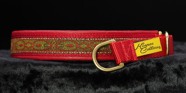 3/4 Inch Collar Red Konta on Red Web with Red Leather and Brass Hardware