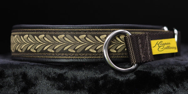 1 Inch Collar Wheat on Coyote Web and Brown Tug with Black  Leather and Chrome Hardware