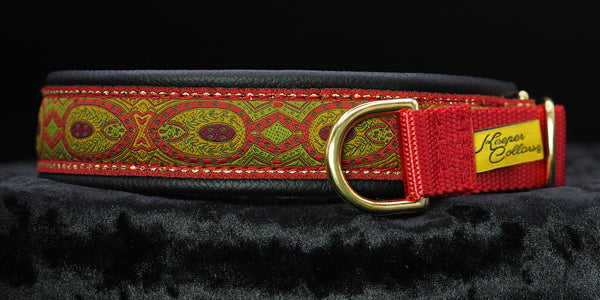 1 Inch Collar Red Konta on Red Web with Black Leather and Brass Hardware (Copy)