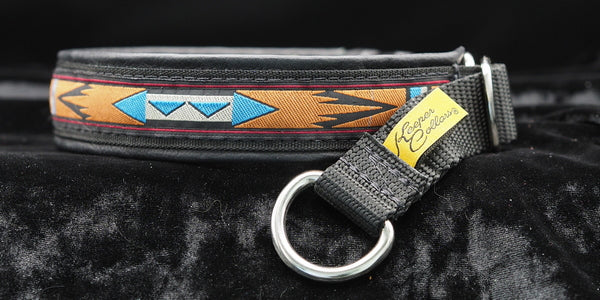 1 Inch Collar Arizona on Black Web with Black Leather and Chrome Hardware