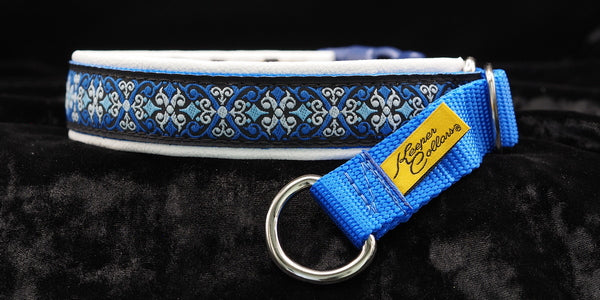 1 Inch Collar Frozen on Royal Web with White Leather and Chrome Hardware