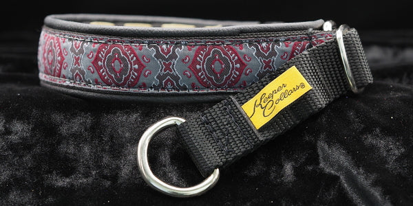 1 Inch Collar Gray God's Eye on Black Web with Black Leather and Chrome Hardware