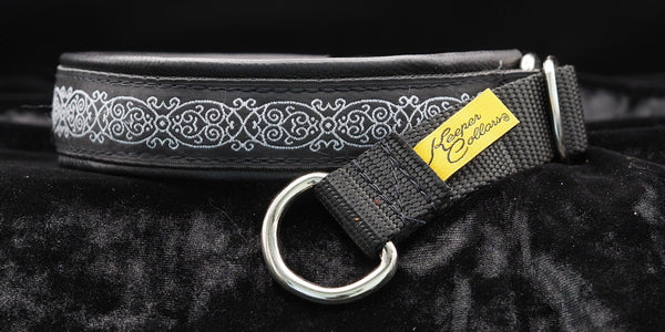 1 Inch Collar Masquerade on Black Web with Black Leather and Chrome Hardware