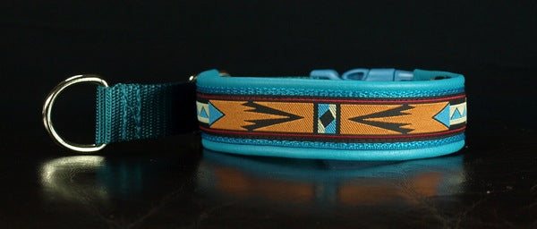 1 Inch Collar Arizona on Teal Web with Teal Leather and Chrome Hardware
