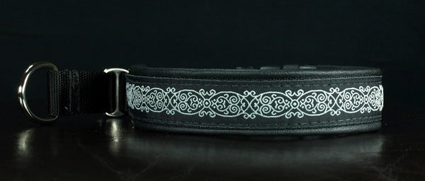 1 Inch Collar Masquerade on Black Web with Black Leather and Chrome Hardware