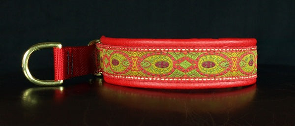 1 Inch Collar Red Konta on Red Web with Red Leather and Brass Hardware