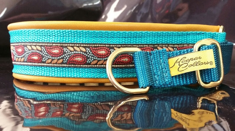 1 1/2 Inch Hidden Prong Custom Leather Lined Collar with Chrome Hardware Keeper Collars