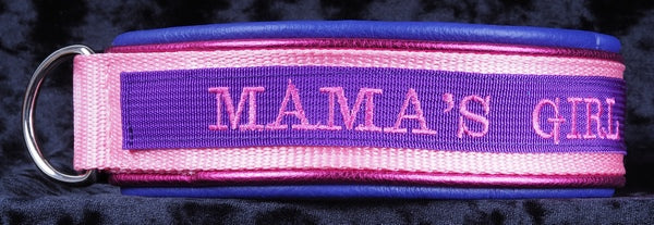 1 Inch Custom Embroidered Flat, Leather Lined Collar