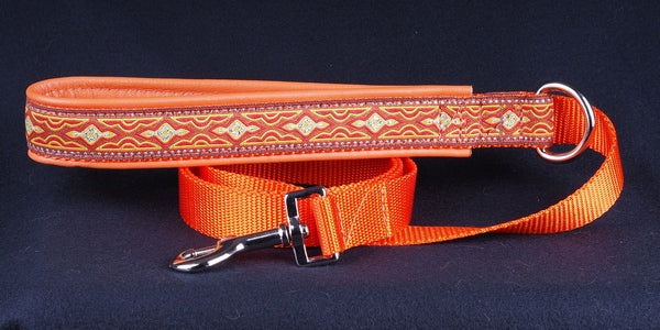 1 Inch Webbing Custom Lead with Leather Lined Handle