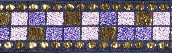 R7208 1 1/2 Inch Gold, Pink and Purple Squares