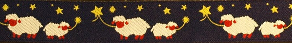 R4070 3/4 Inch Sheep and Stars on Navy