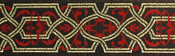 R7223 1 1/2 Inch Gold and Red Filigree