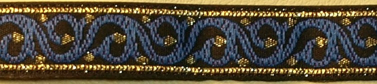 Copy of R168 1/2 Inch Gold and Blue Curly-Cues