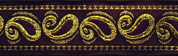 R7218 1 1/2 Inch Gold and Purple Paisley