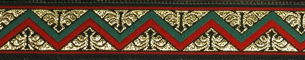 R5008 7/8 Inch Gold Red and Green Zig Zag
