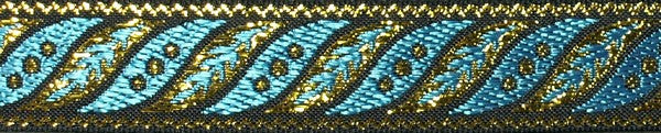 R6017 1 Inch Gold and Teal Fern