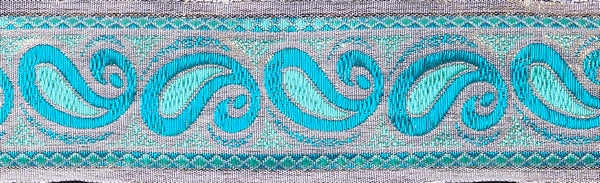 R7213 1 1/2 Inch Gold and Teal Paisley