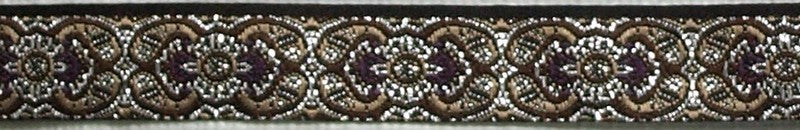 R2014 1/2 Inch Silver Flowers with Purple and Tan